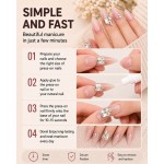 Nude‑Pink Gradient Long Stiletto Almond Press‑On Nails, Luxury Large Square Rhinestone Gorgeous Elegant False Nails